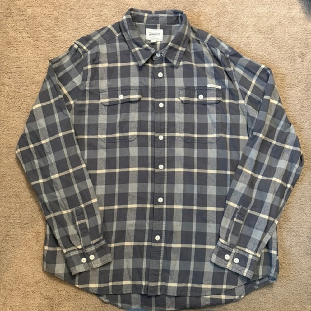 Field and‎ Stream Men's Flannel Shirt Gray Plaid 100% Cotton Size XXL